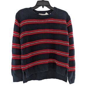 Cotton Emporium Knit Sweater Red Blue Striped Girls Size Small